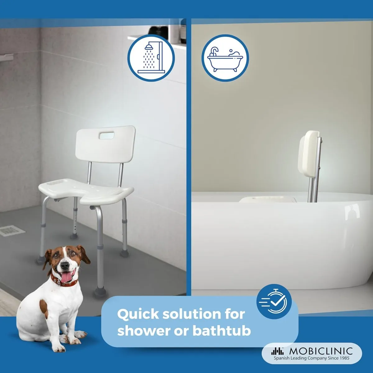 Adjustable Shower Bath Chair with Backrest - Image 2