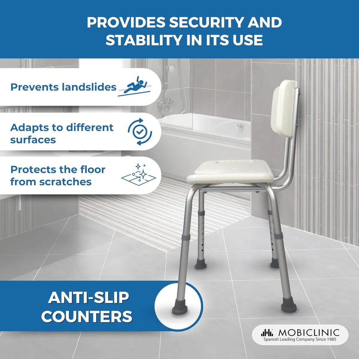 Adjustable Shower Bath Chair with Backrest - Image 4