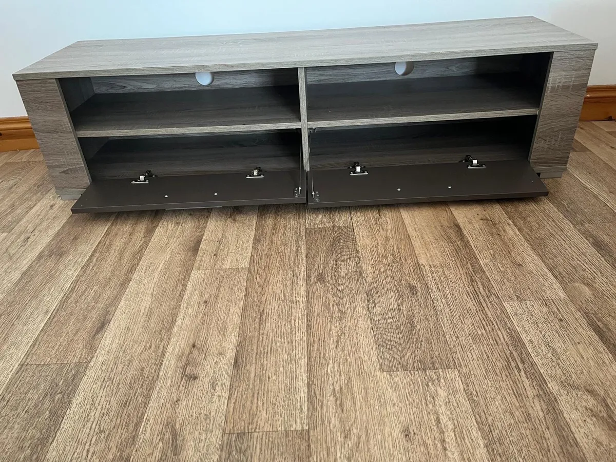 Large Grey Oak TV Unit / Media Stand – Excellent S - Image 2