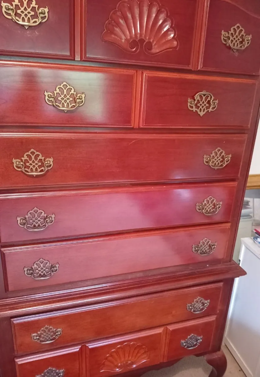 Ornate Carved Highboy Chest of Drawers - Image 4