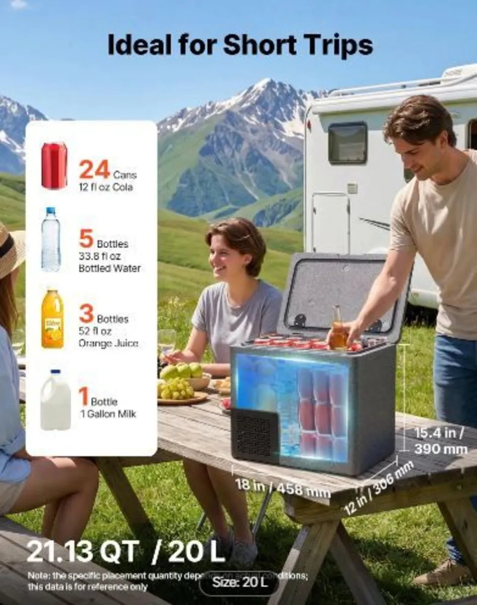 12 Volt Refrigerator, 21.1 QT/ 20L Car Fridge - Image 2