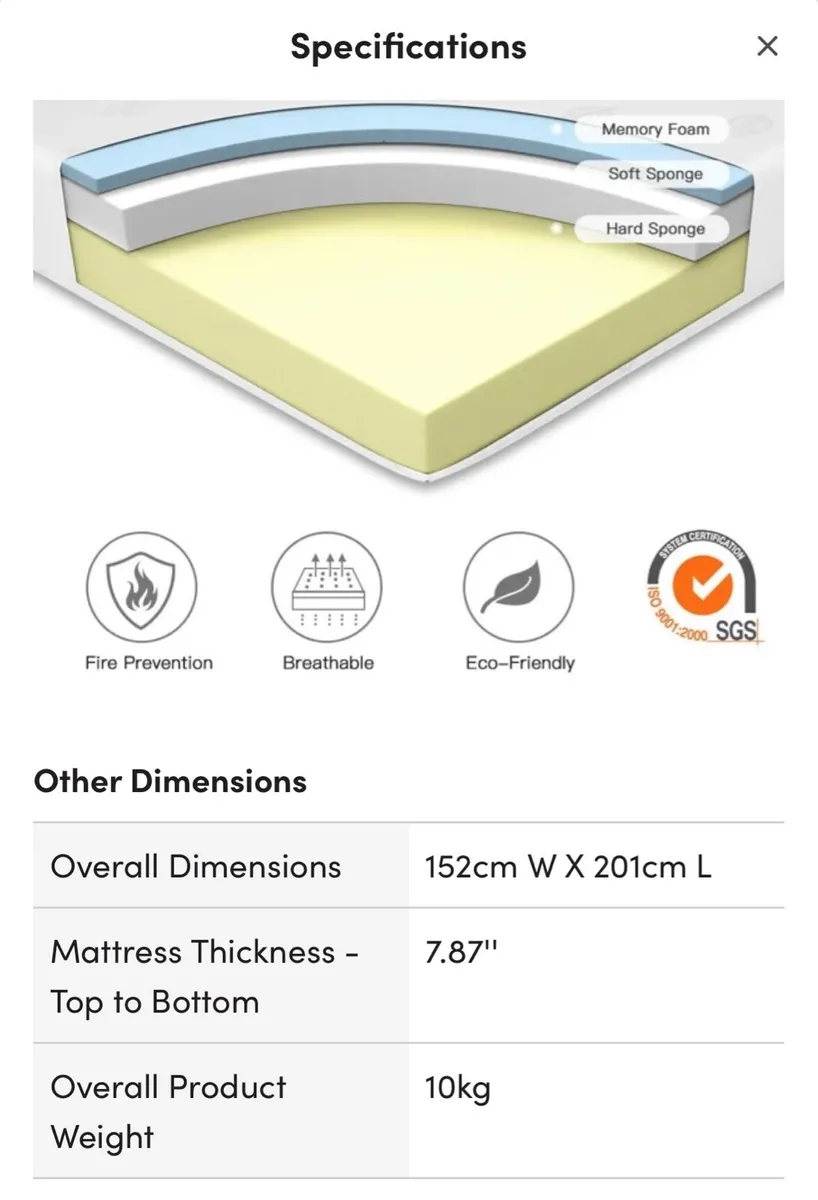 Mattress Comfy Dream King Size - Image 3