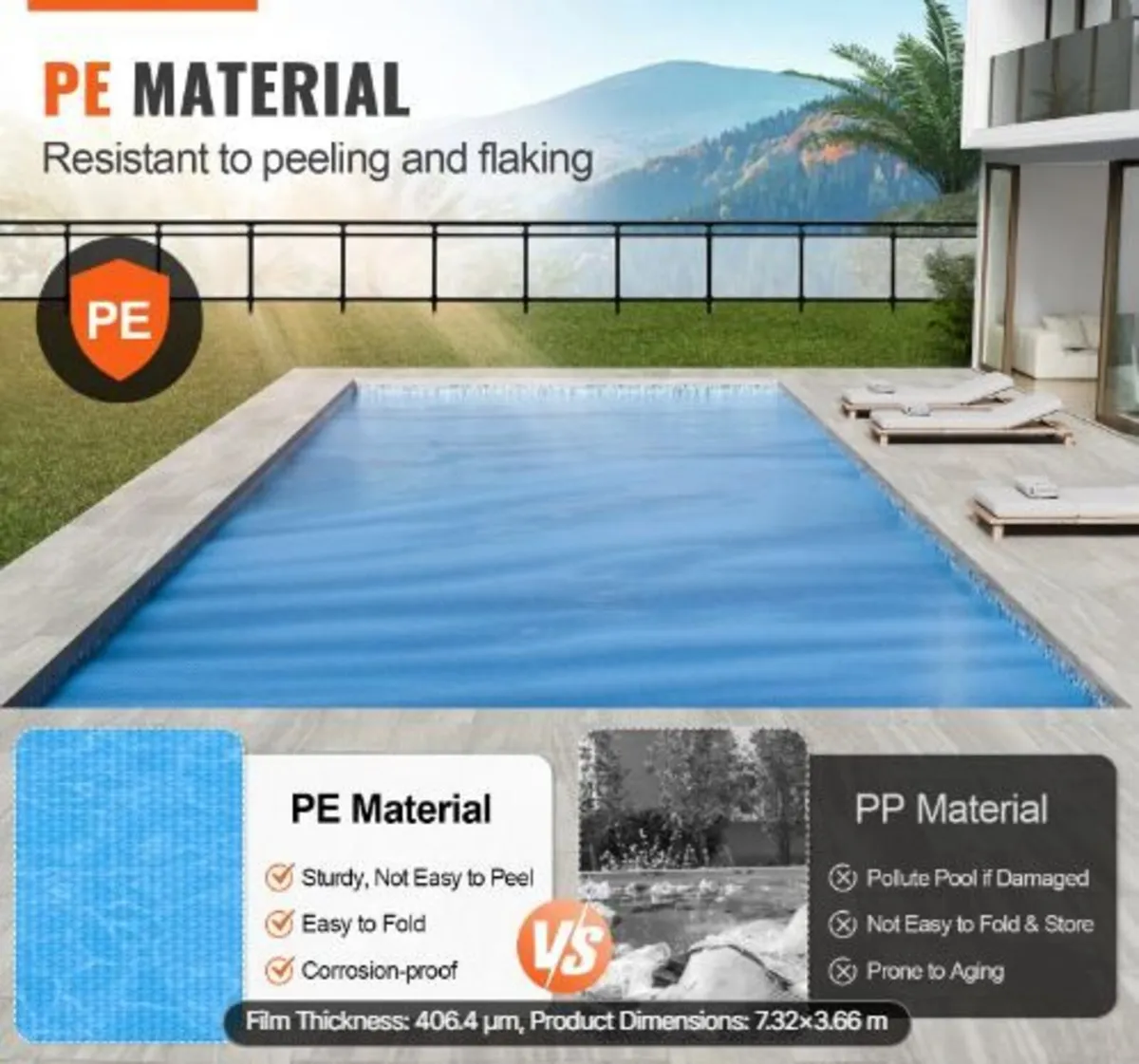 Solar Pool Cover, 24 x 12 ft Rectangle Solar Blan - Image 3
