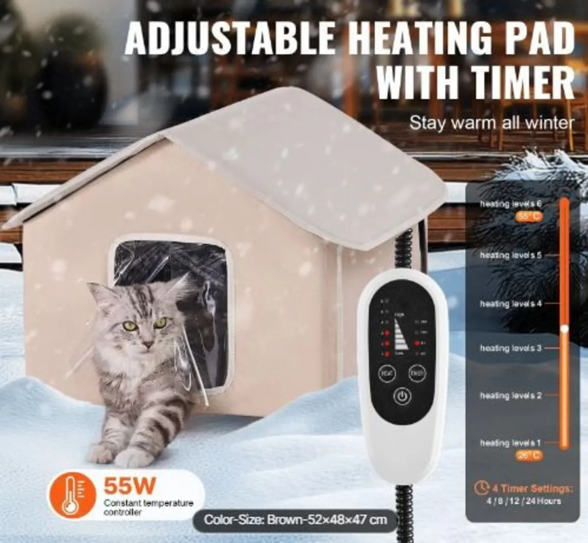 Elevated Heated Cat House, Outdoor Kitty - Image 2