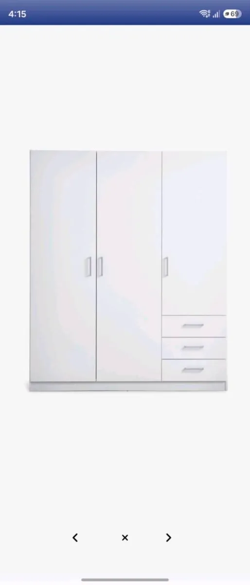Large White Wardrobe + Matching Overhead Storage - Image 2