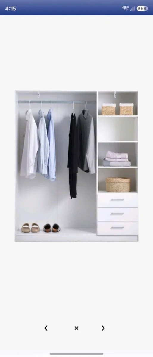 Large White Wardrobe + Matching Overhead Storage - Image 3