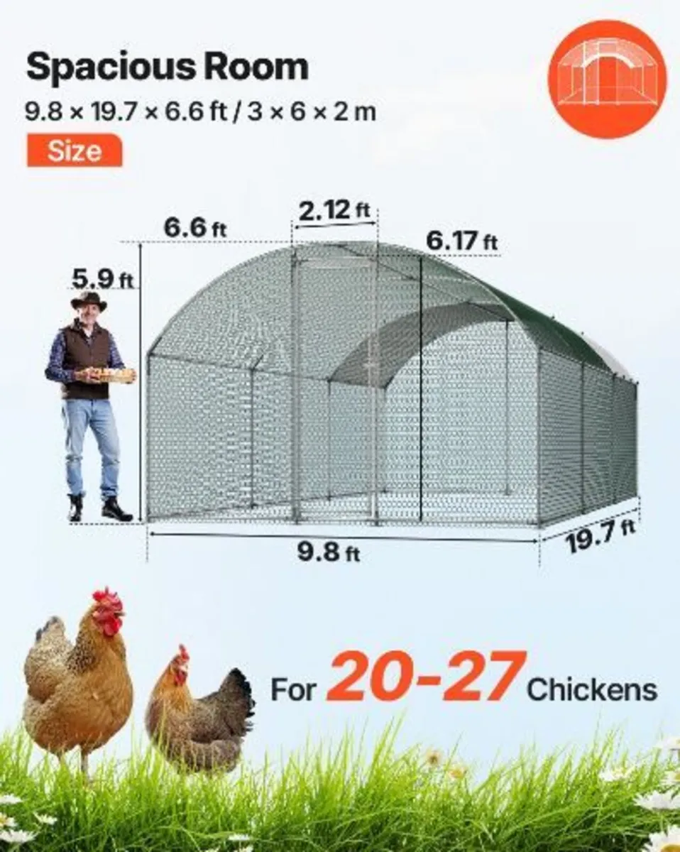 Large Metal Chicken Coop, 3 x 6 x 2 m, - Image 2
