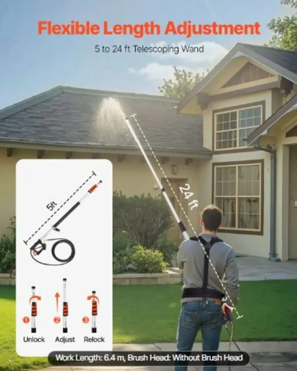 Pressure Washer Telescoping Wand, 24 ft - Image 1