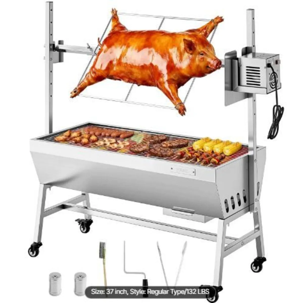 Rotisserie Grill, 38W BBQ Outdoor Pig - Image 1