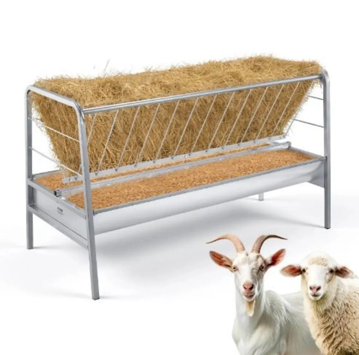Livestock Hay Feeder, 2 in 1 Grain & Hay Feeder - Image 1