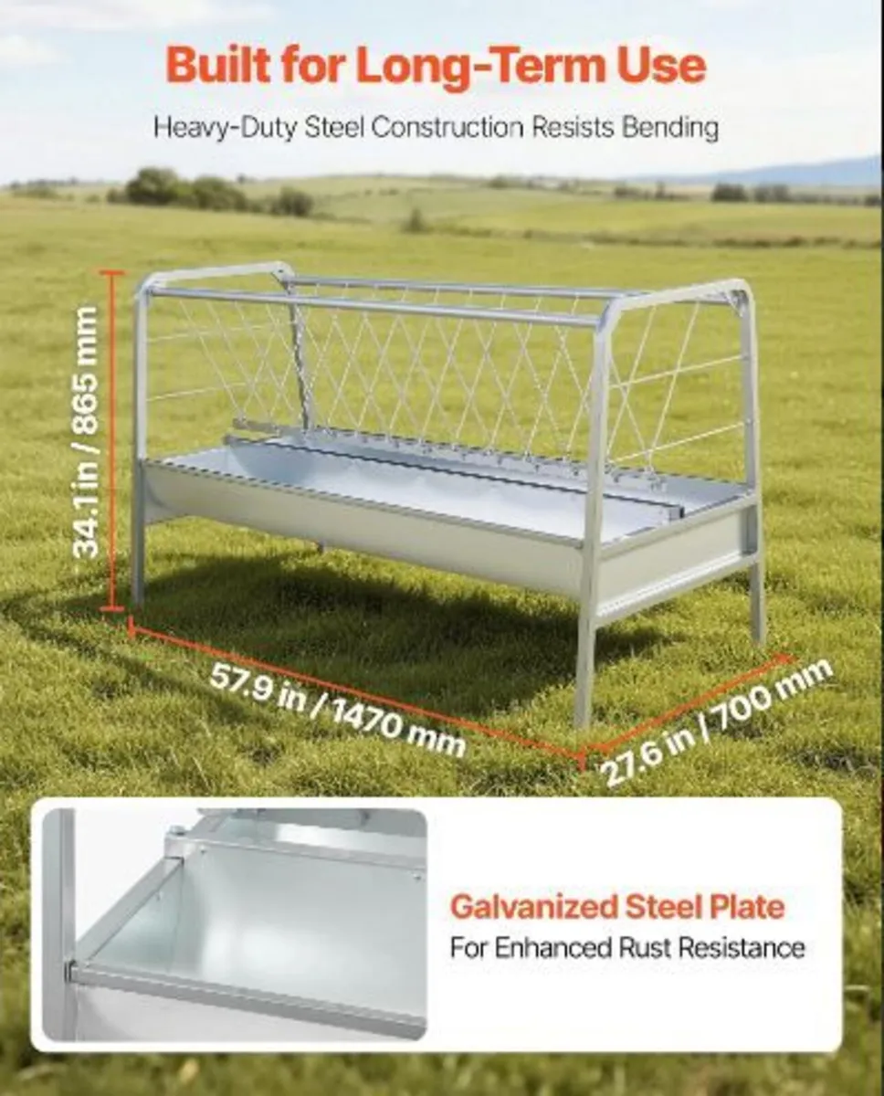 Livestock Hay Feeder, 2 in 1 Grain & Hay Feeder - Image 4