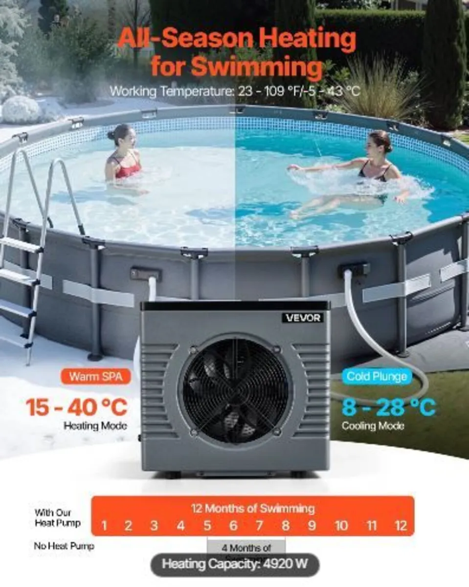 4920 W Pool Heat Pump, Electric Pool Heater - Image 2