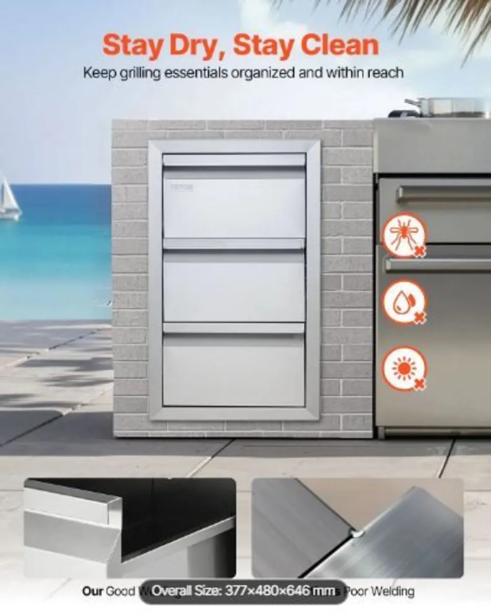 201 Stainless Steel Triple Access Drawer - Image 4