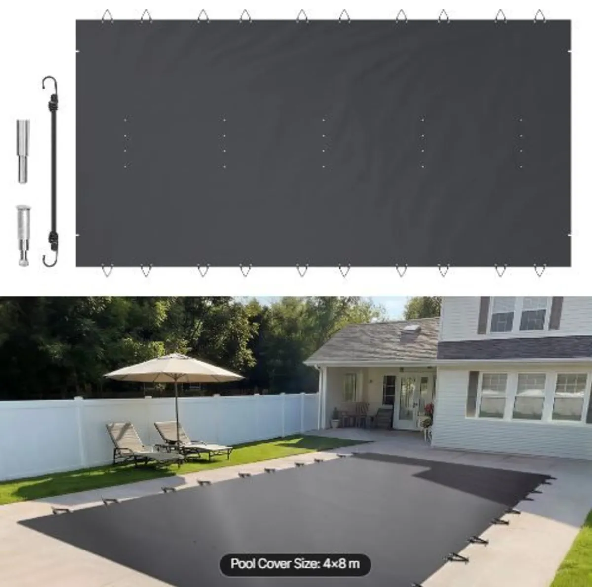 Pool Safety Cover, 4 x8 m In-ground Pool Cover - Image 1
