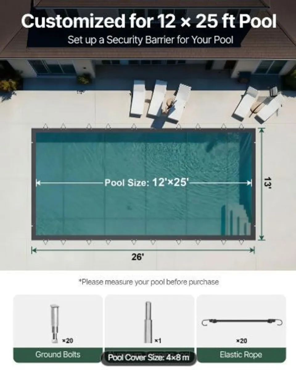 Pool Safety Cover, 4 x8 m In-ground Pool Cover - Image 2