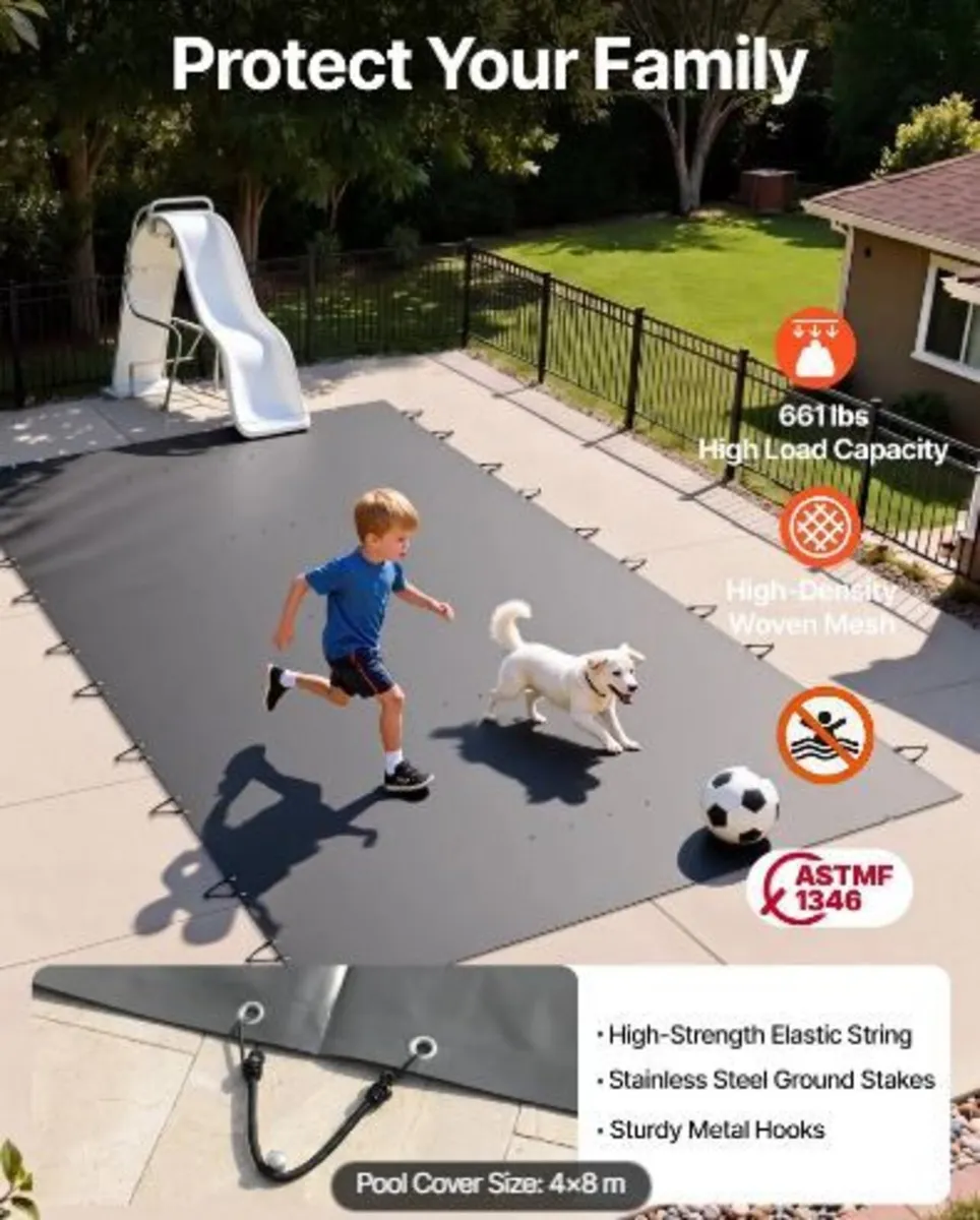 Pool Safety Cover, 4 x8 m In-ground Pool Cover - Image 4