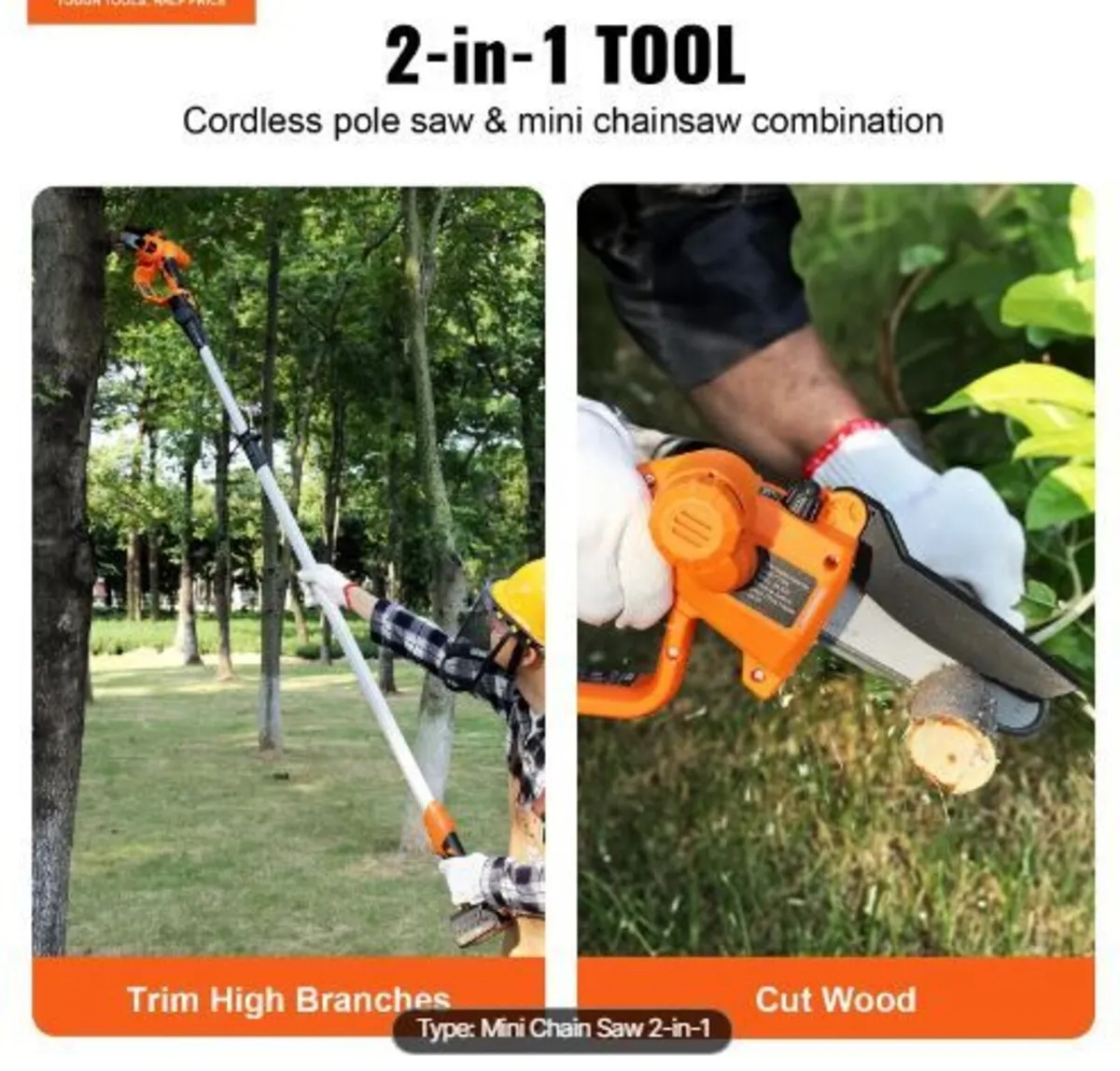 2-in-1 Cordless Pole Saw & Mini Chainsaw - Image 2