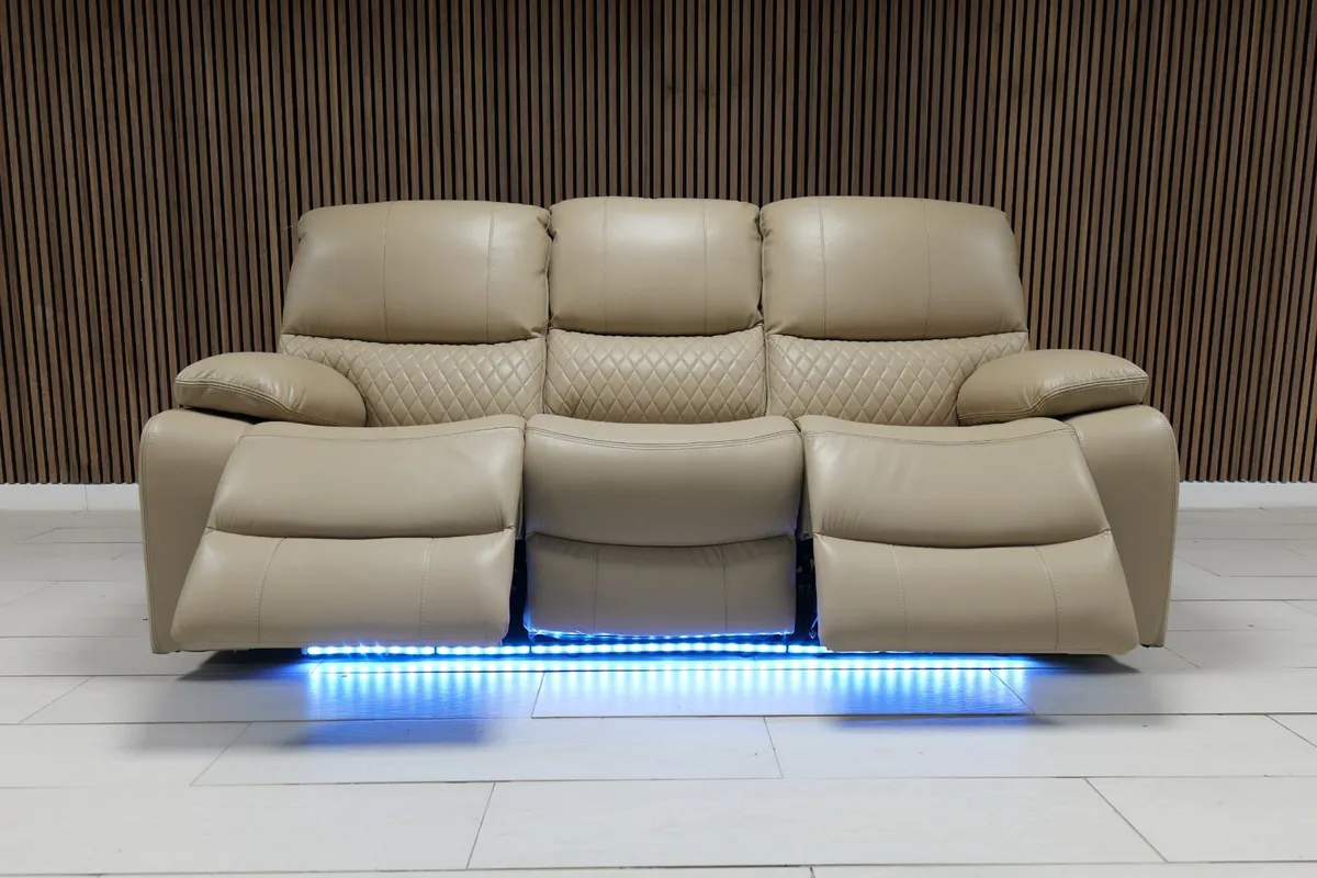 Rita 3+2 True Beige Electric Leather Recliner Sofa - Image 3