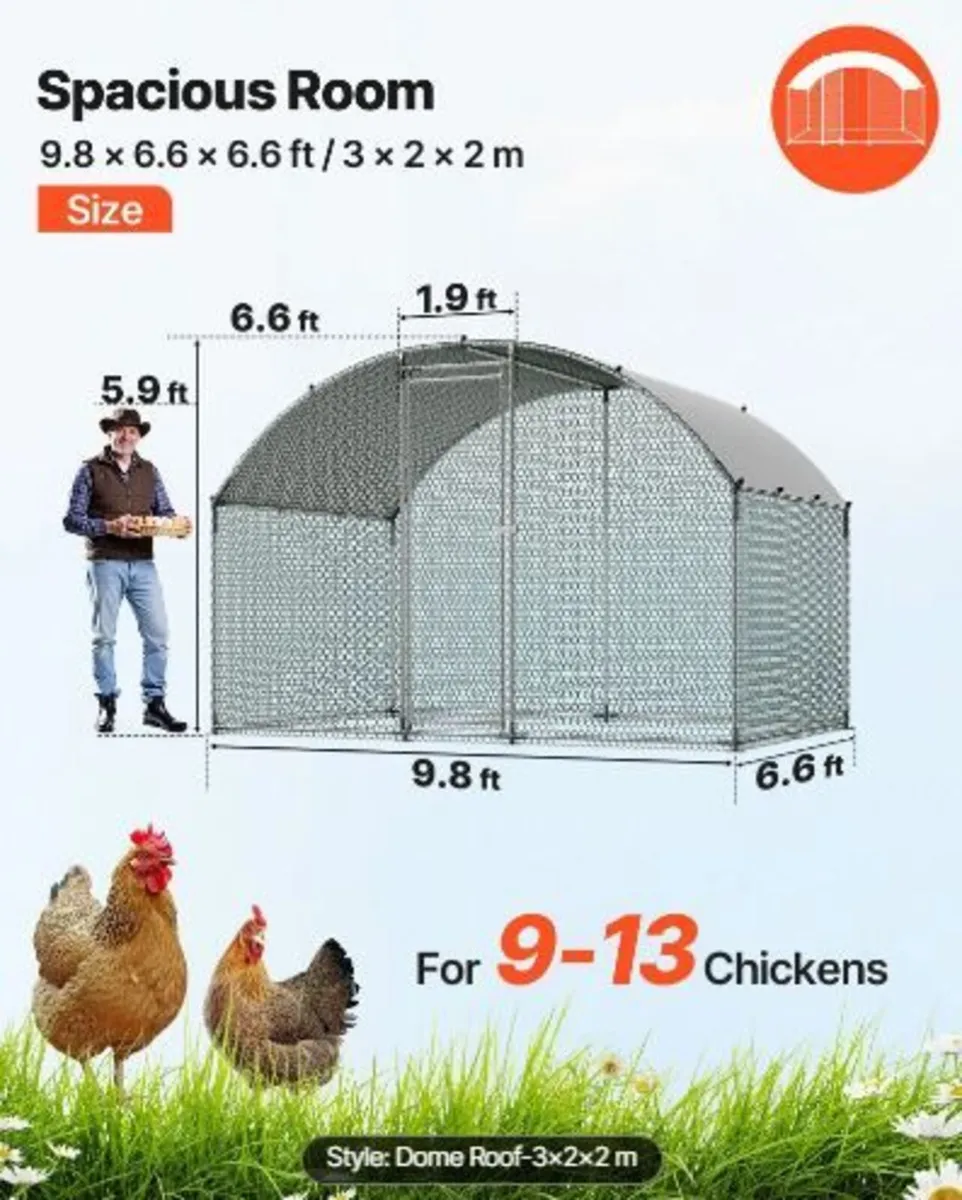 Metal Chicken Coop, 9.8x6.5x6.5ft Large - Image 2