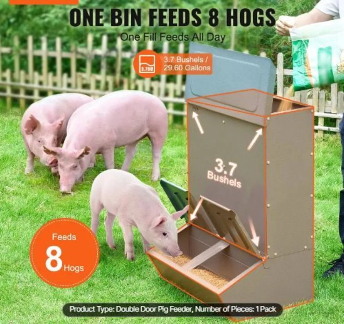 Hog Feeder, 3.7 Bushel Capacity - Image 1