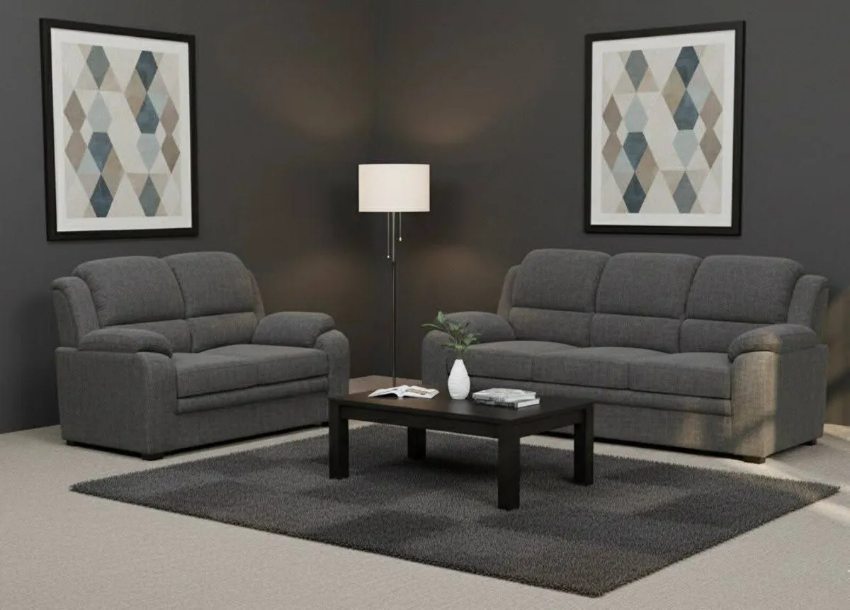 3+2 Tara Cream & Grey Fabric Sofa Set - Image 3