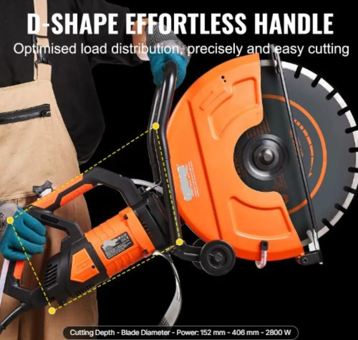 16"/40.6cm Electric Concrete Saw Wet/Dry Saw Cutte - Image 3