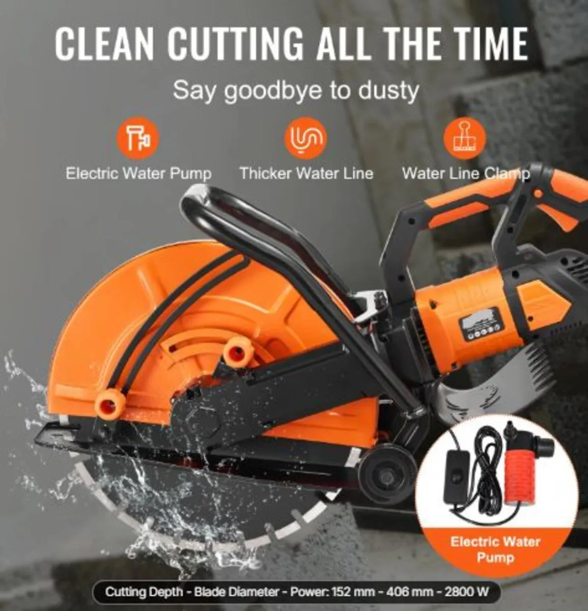 16"/40.6cm Electric Concrete Saw Wet/Dry Saw Cutte - Image 2