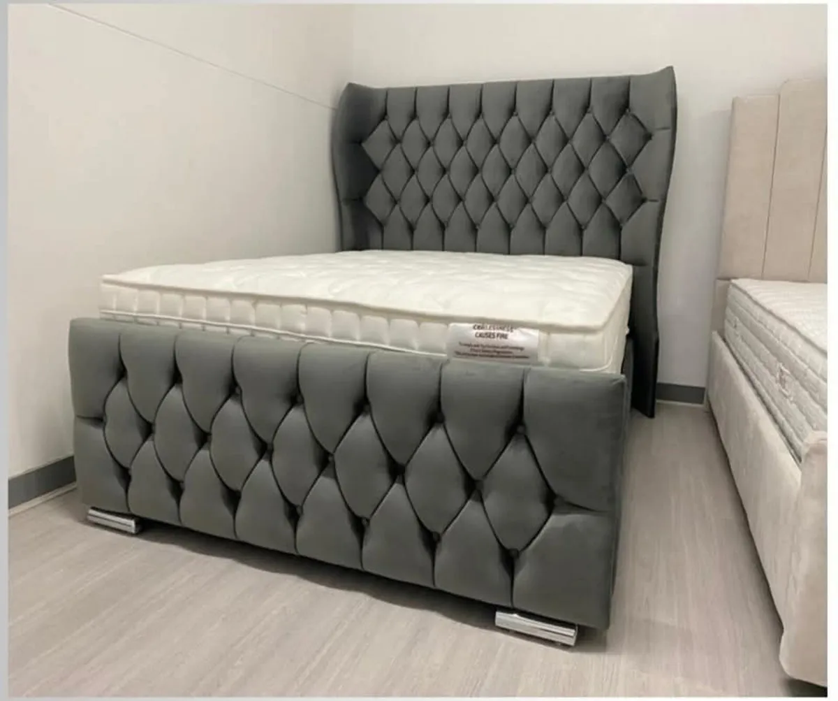 Double & King Size Bed Frame With Mattress Opt - Image 3