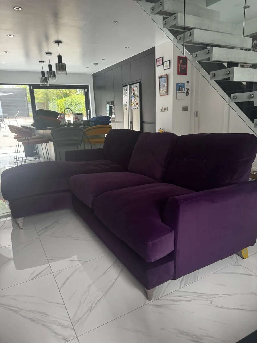 Left hand, purple velvet, sofa. - Image 1