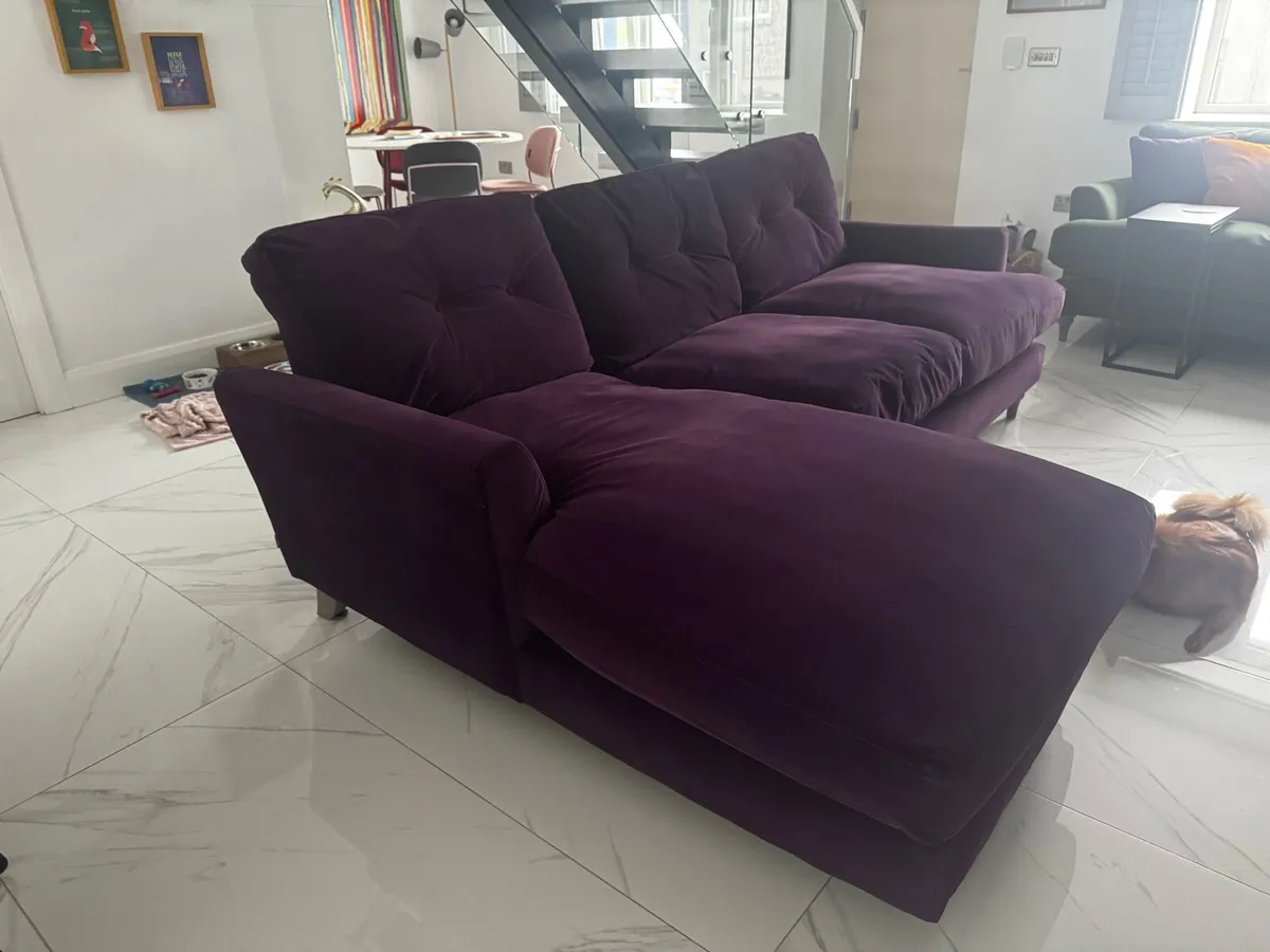Left hand, purple velvet, sofa. - Image 2