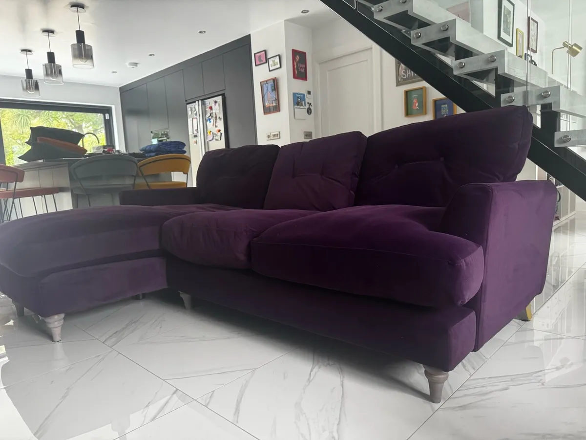 Left hand, purple velvet, sofa. - Image 3