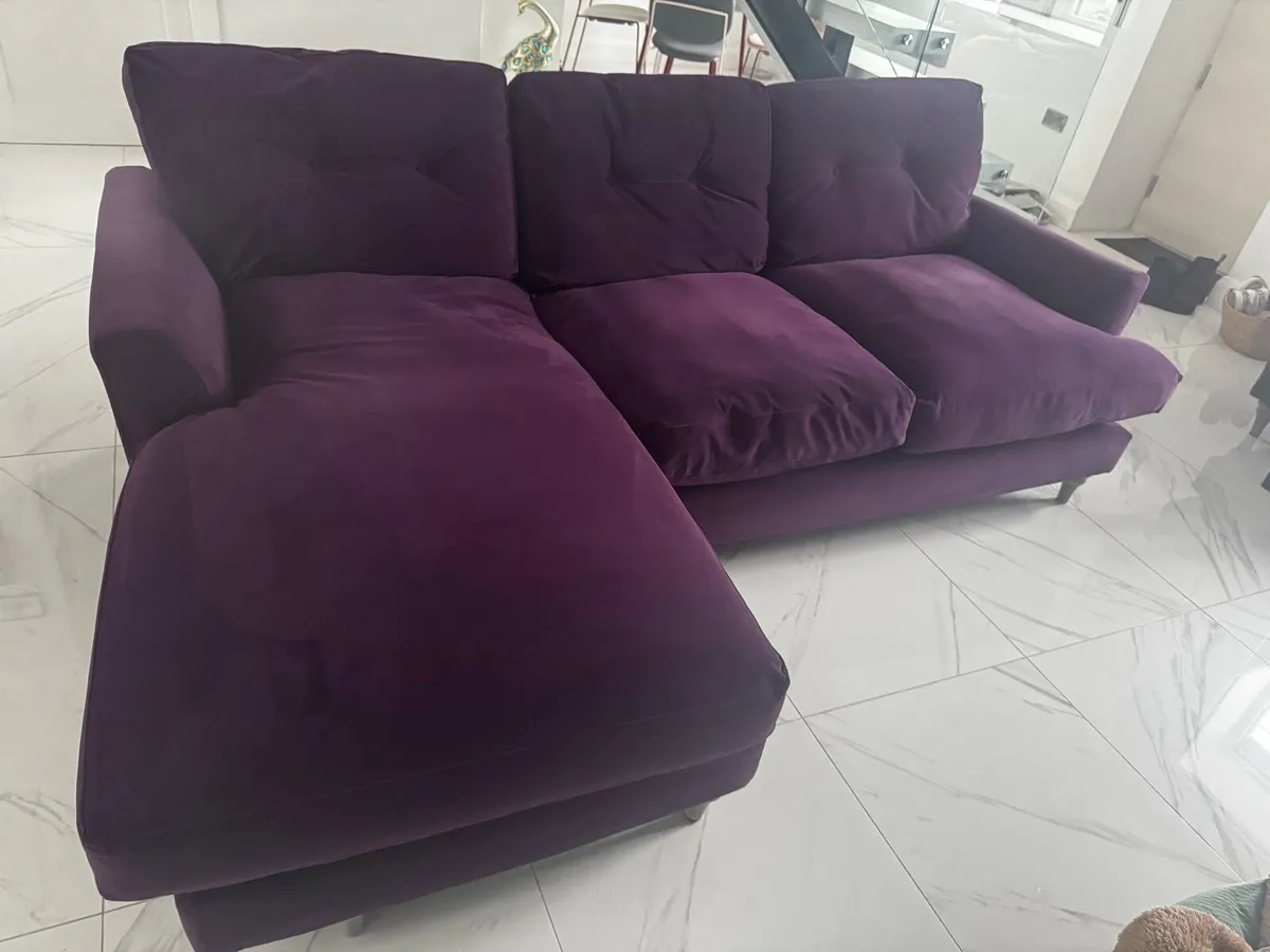 Left hand, purple velvet, sofa. - Image 4