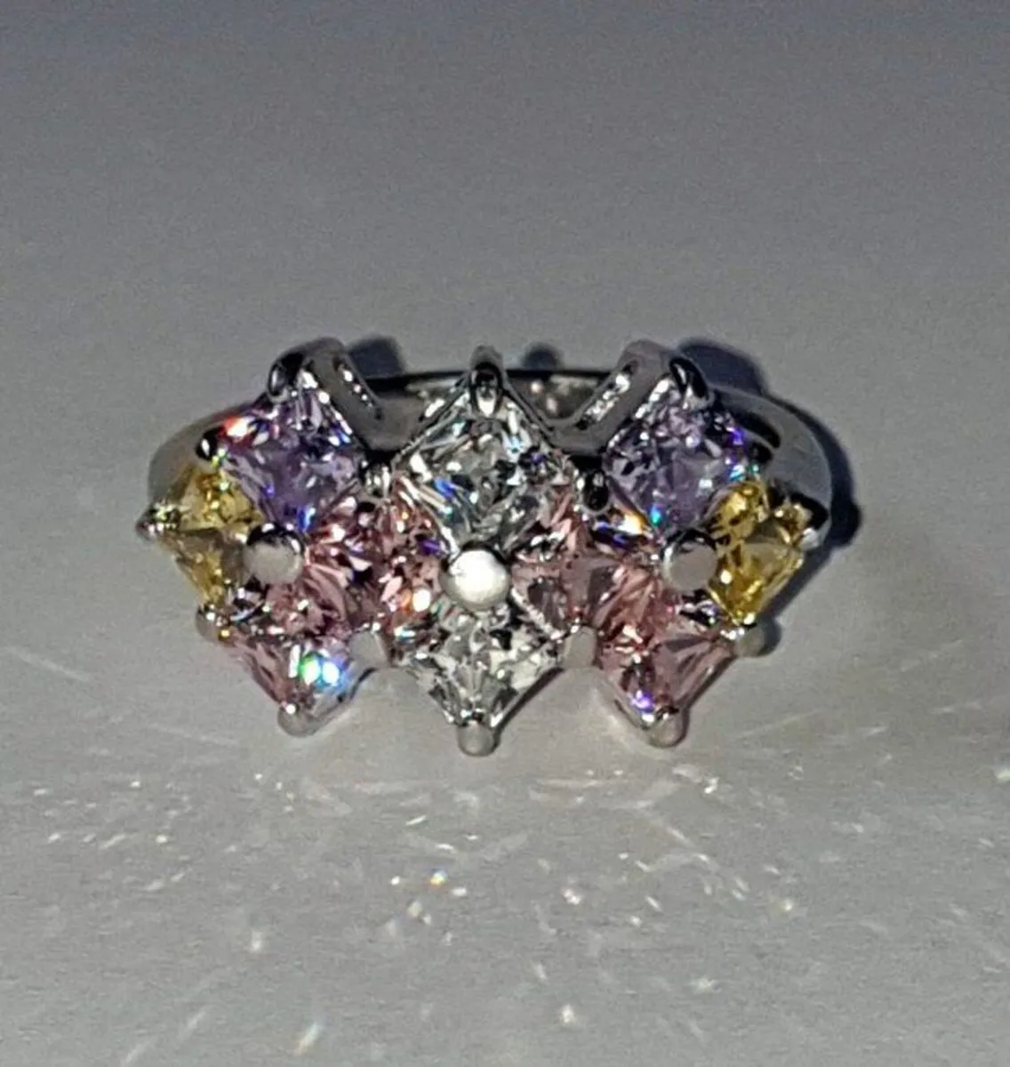 Vintage S.Silver Multi-Coloured Sapphire Cluster - Image 3
