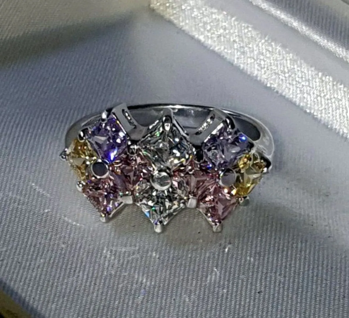 Vintage S.Silver Multi-Coloured Sapphire Cluster - Image 4