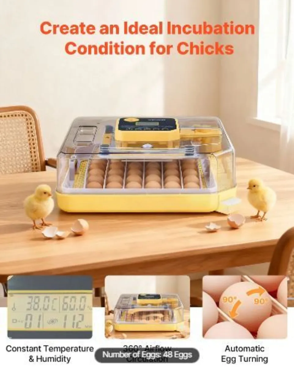 48 Egg Incubator, Automatic Egg Turner - Image 2