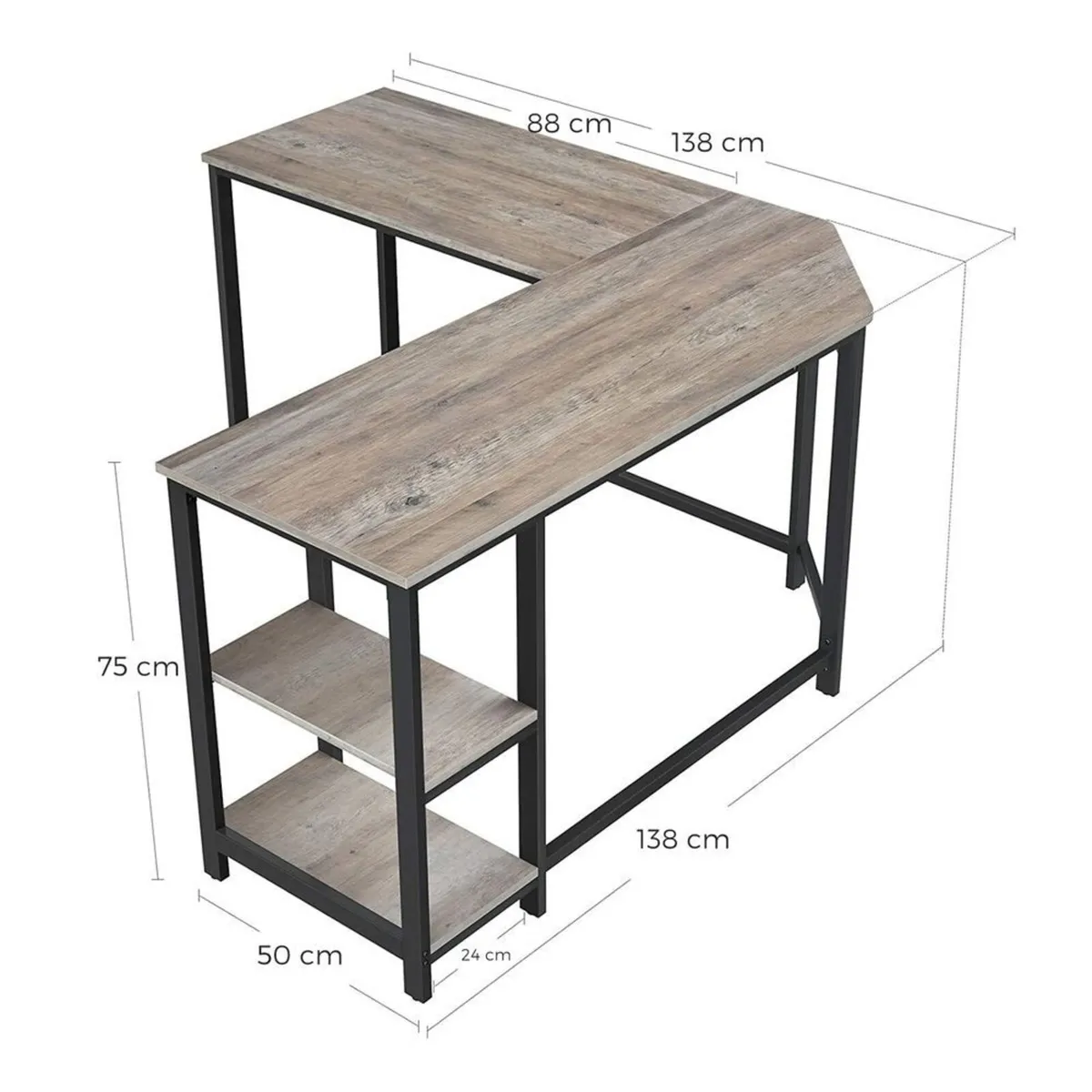 L-Shaped Corner Computer Desk with Storage Shelves - Image 4