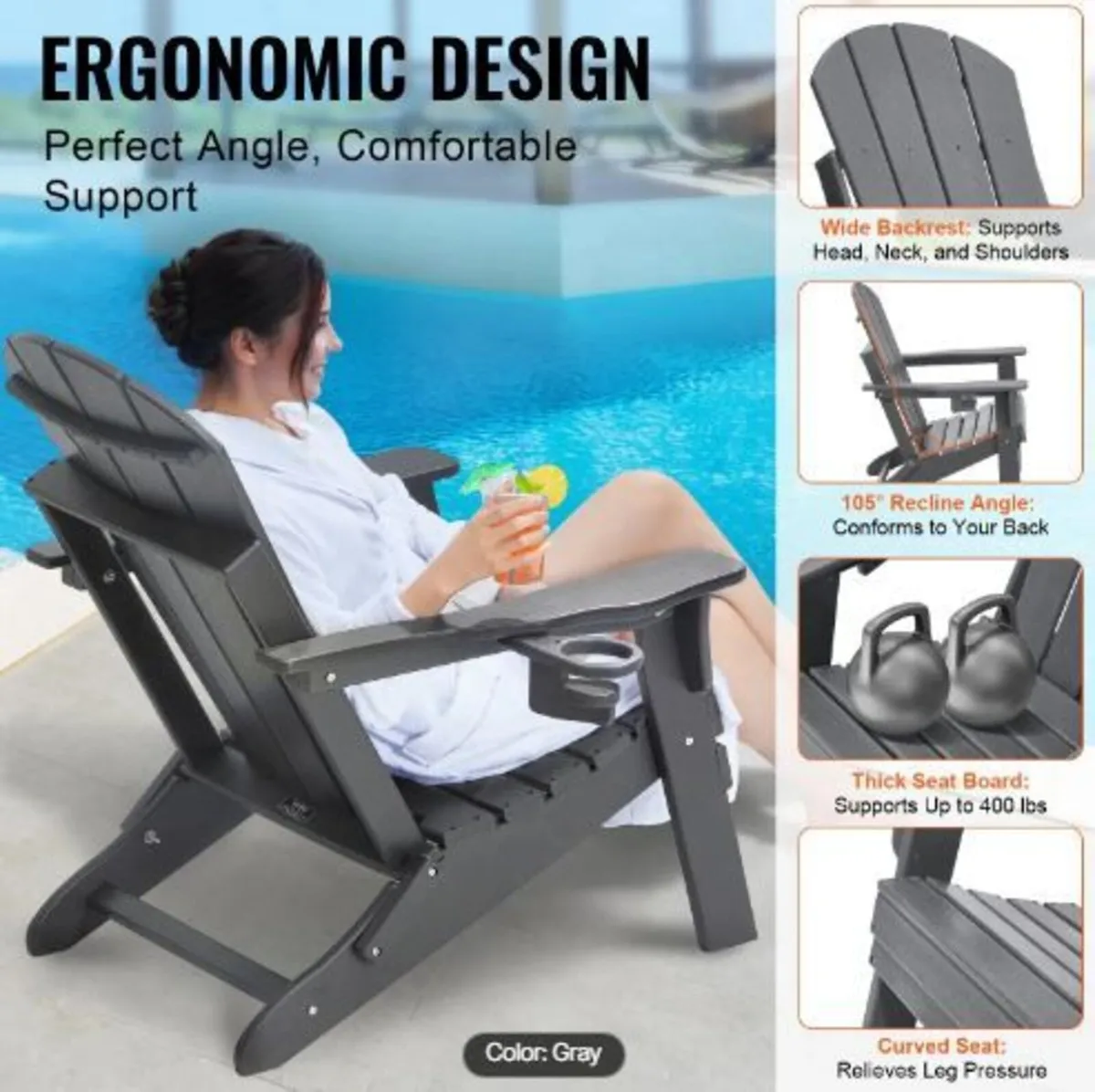 Adirondack Chair Plastic, Set of 2 - Image 4