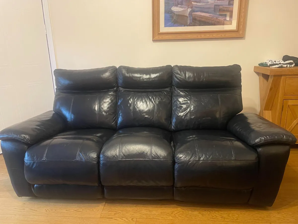 Leather Black Sofa - Image 1