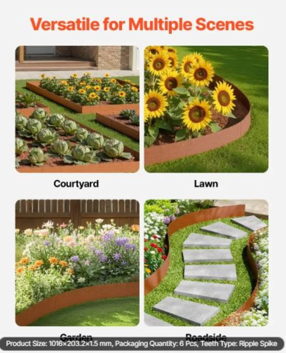 Steel Landscape Edging, 6 Packs 40 x 8 in Weather- - Image 2