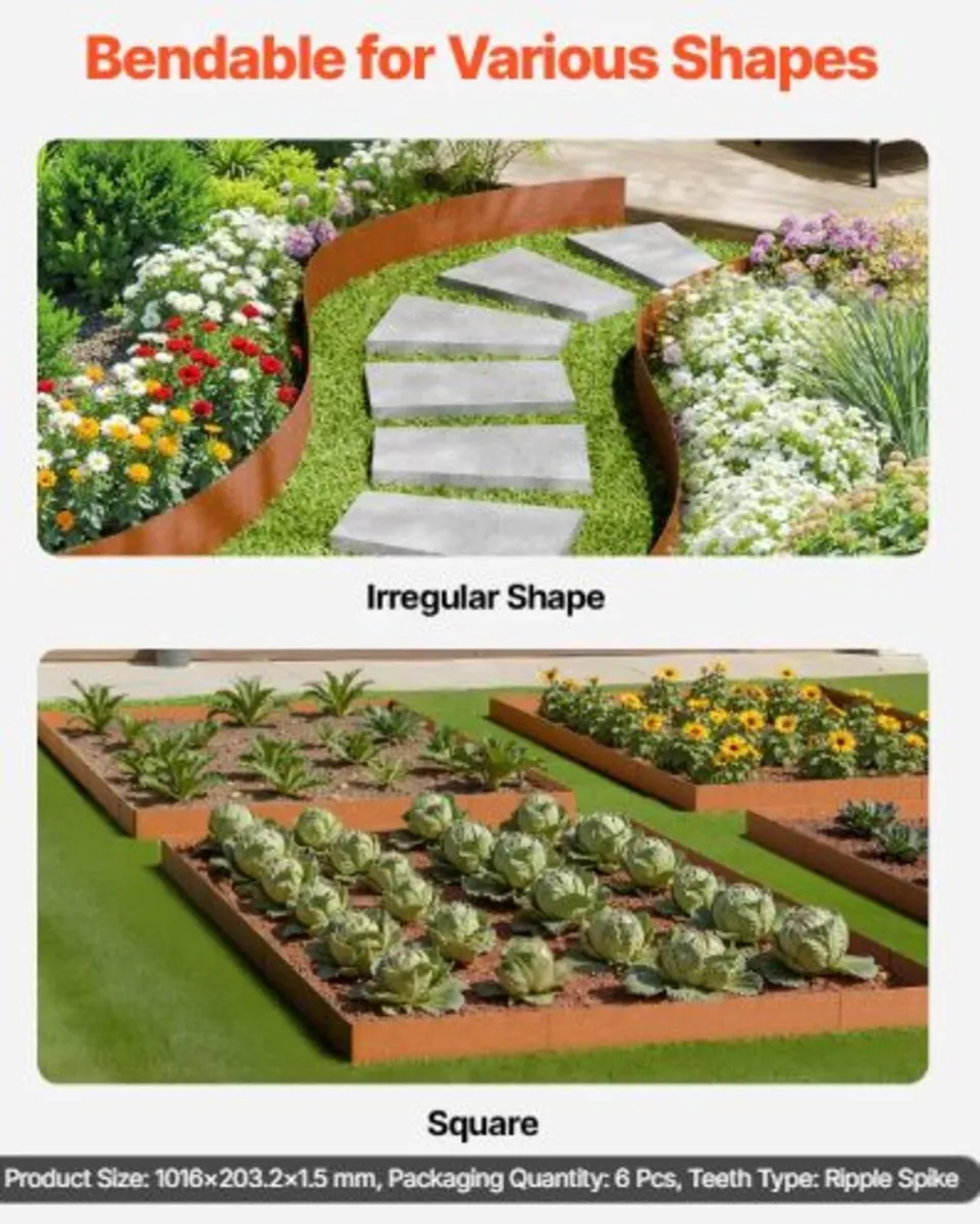 Steel Landscape Edging, 6 Packs 40 x 8 in Weather- - Image 4