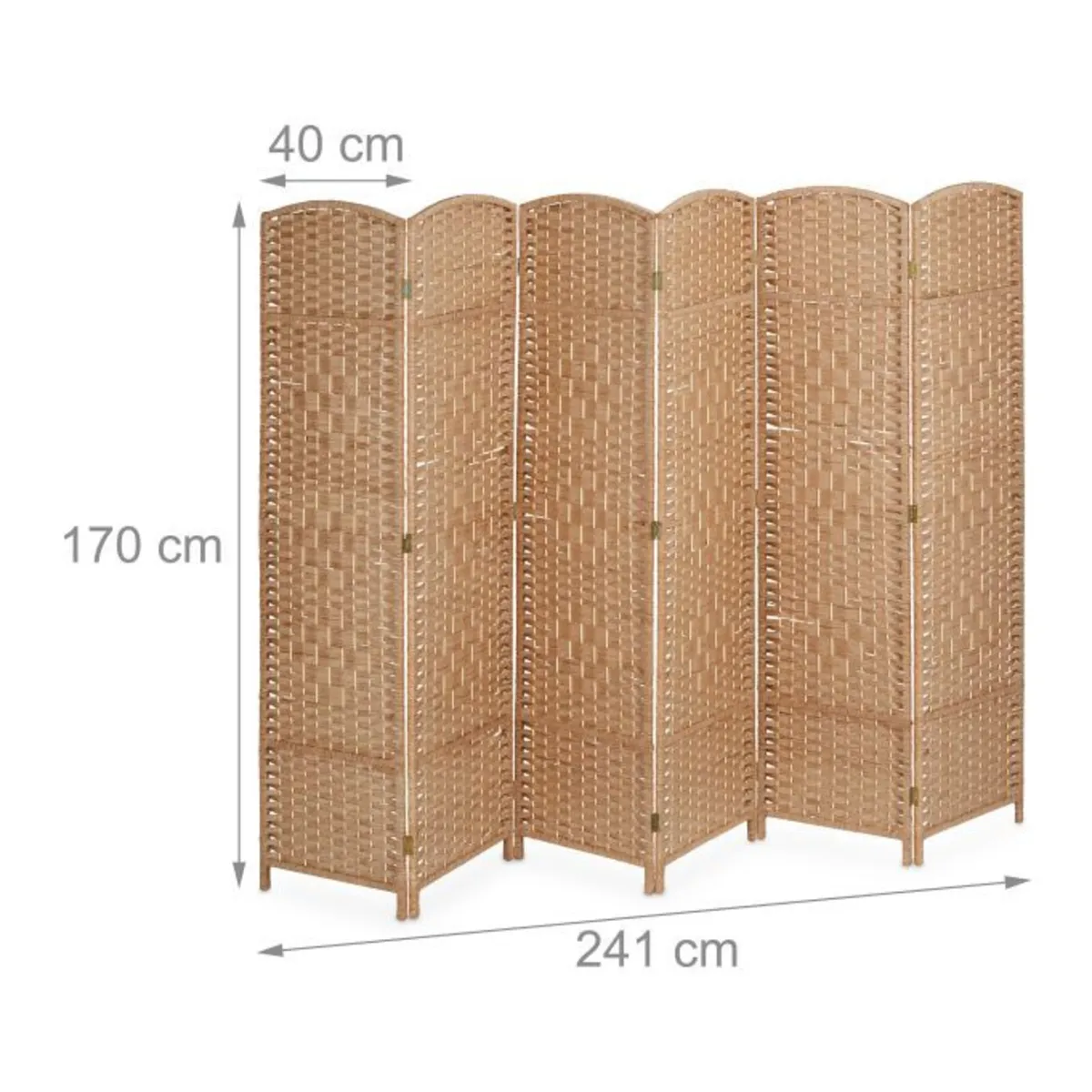 6 Panel Folding Room Divider Natural Woven Privacy - Image 3