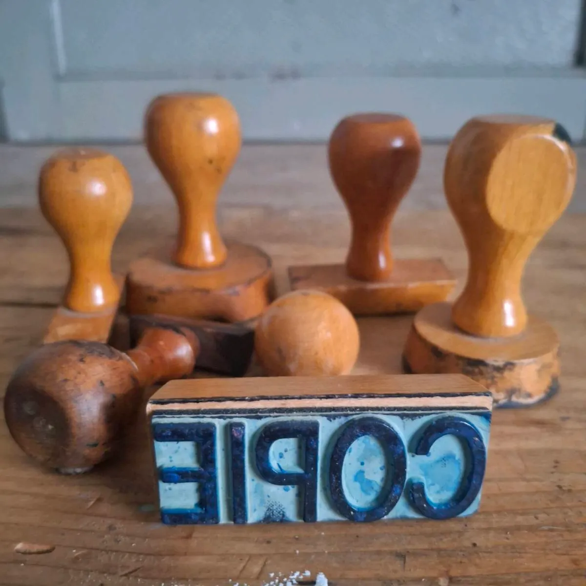 Vintage French Wooden Stamp Handles - Image 1