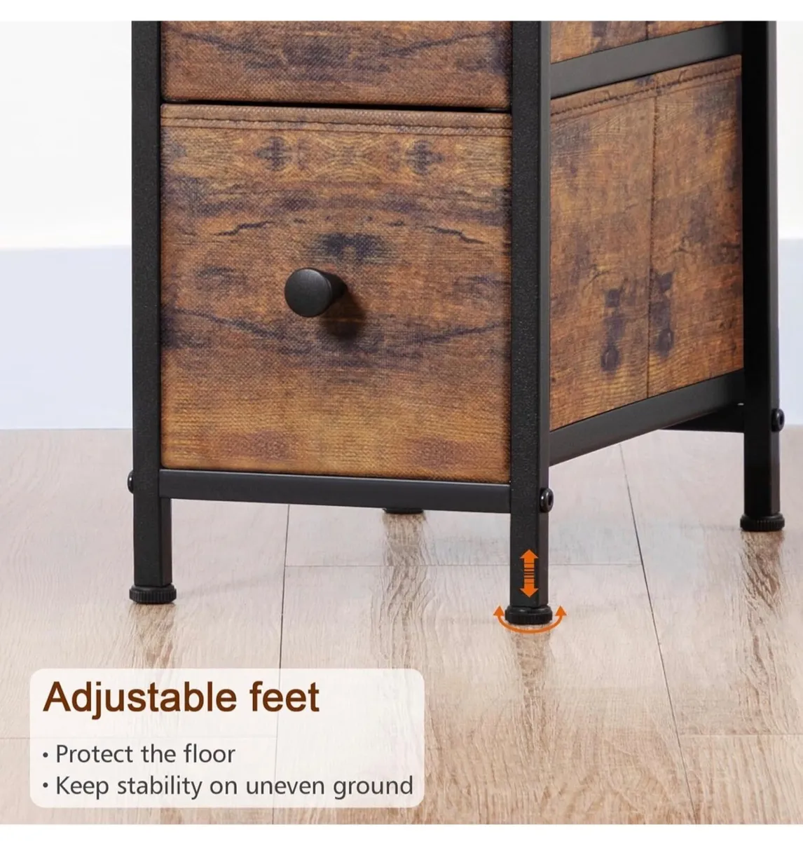 Narrow Bedside Table Set of 2, Slim Side Table for - Image 2