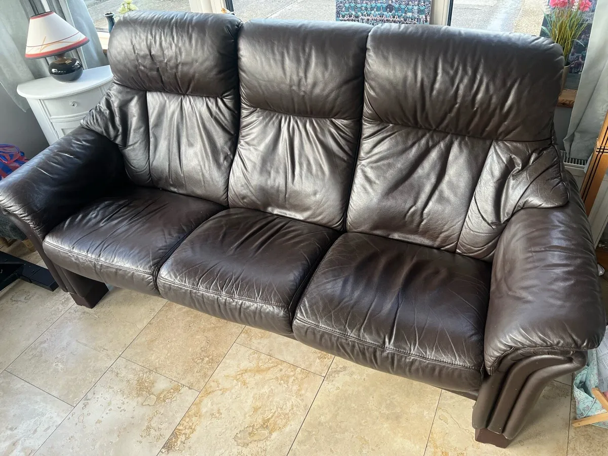 3 seater leather recliner sofa - Image 1