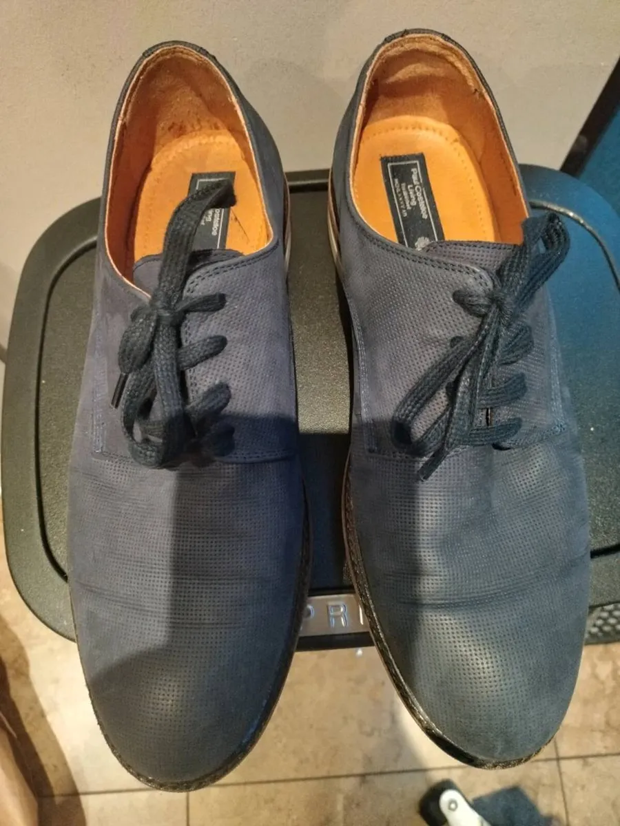 Paul Costello Mens Navy Leather Shoes - Image 1