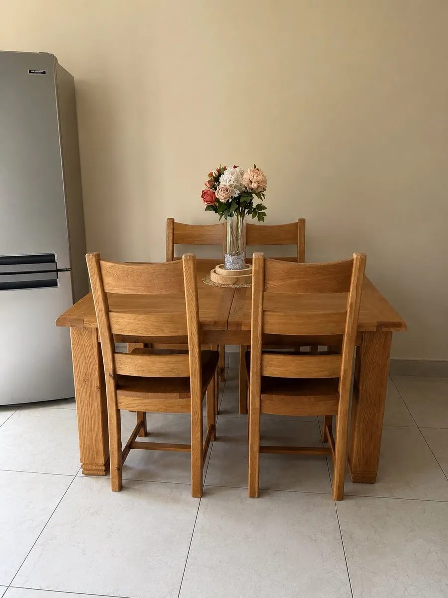 Dining set solid oak - Image 1