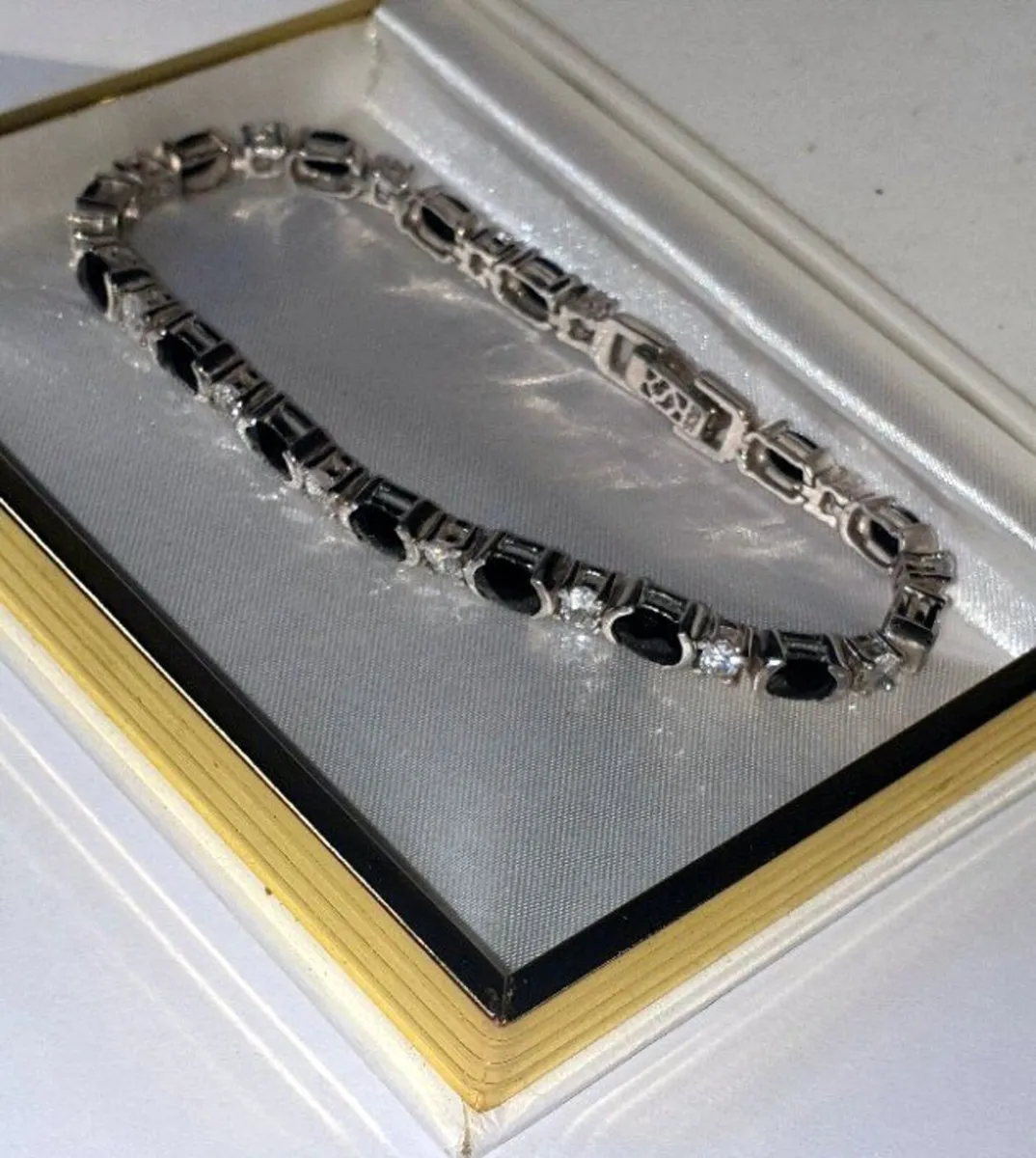 Vintage Sterling Silver Gemset Line Bracelet - Image 3