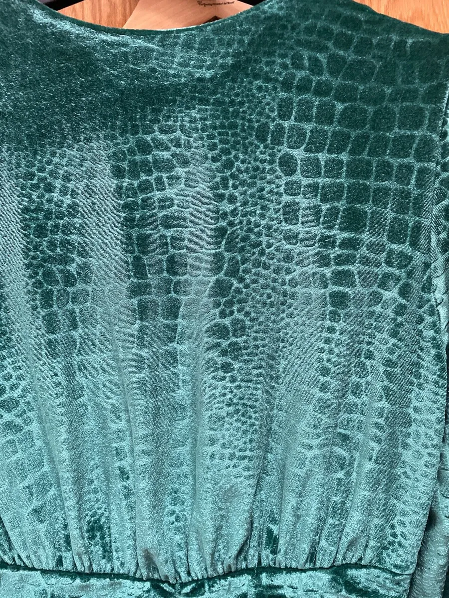 Size 8 velvet effect green top - Image 2