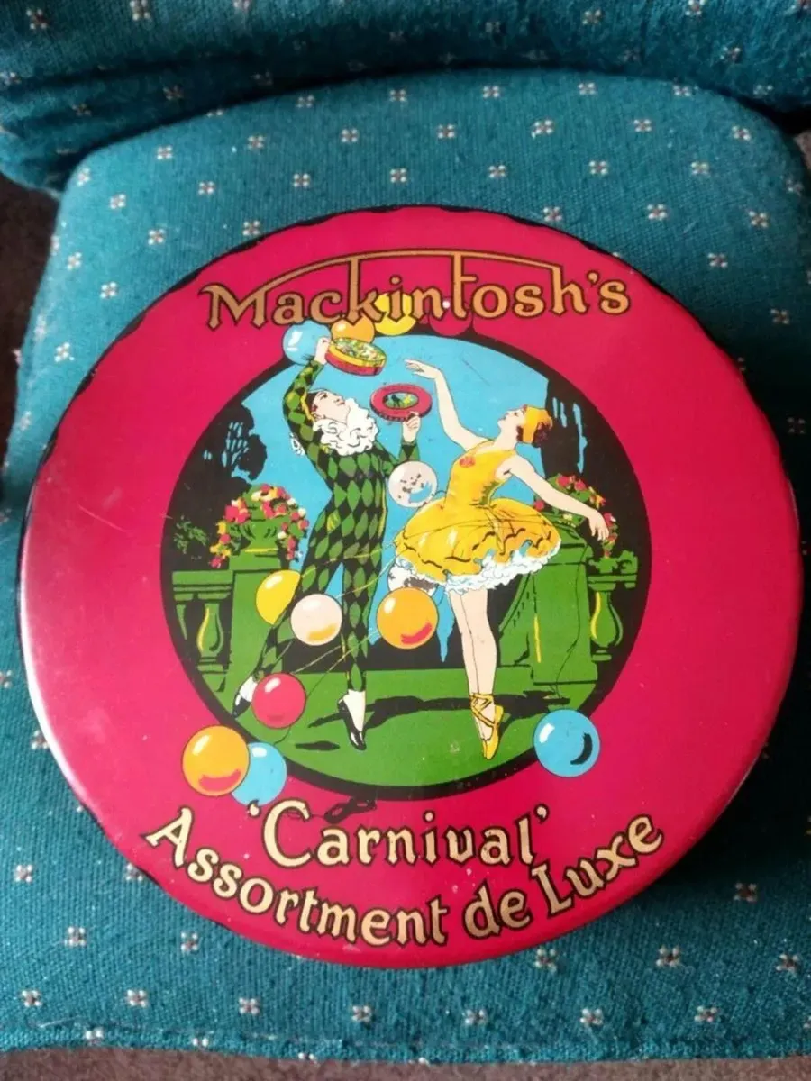 Antique Mackintosh "Carnival " round sweet tin - Image 1