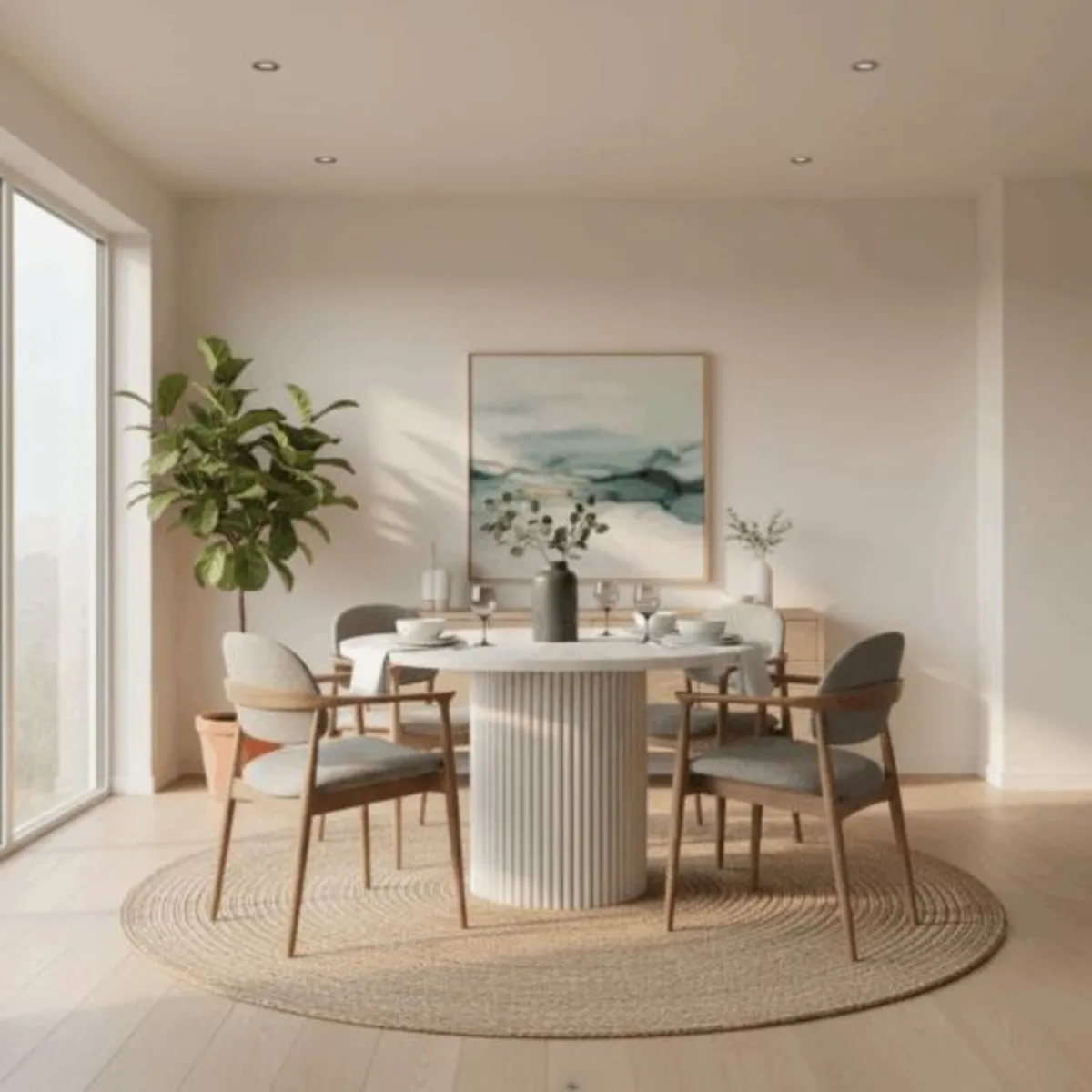 ELEMENTS Extendable Round Laminate Dining Table - Image 1